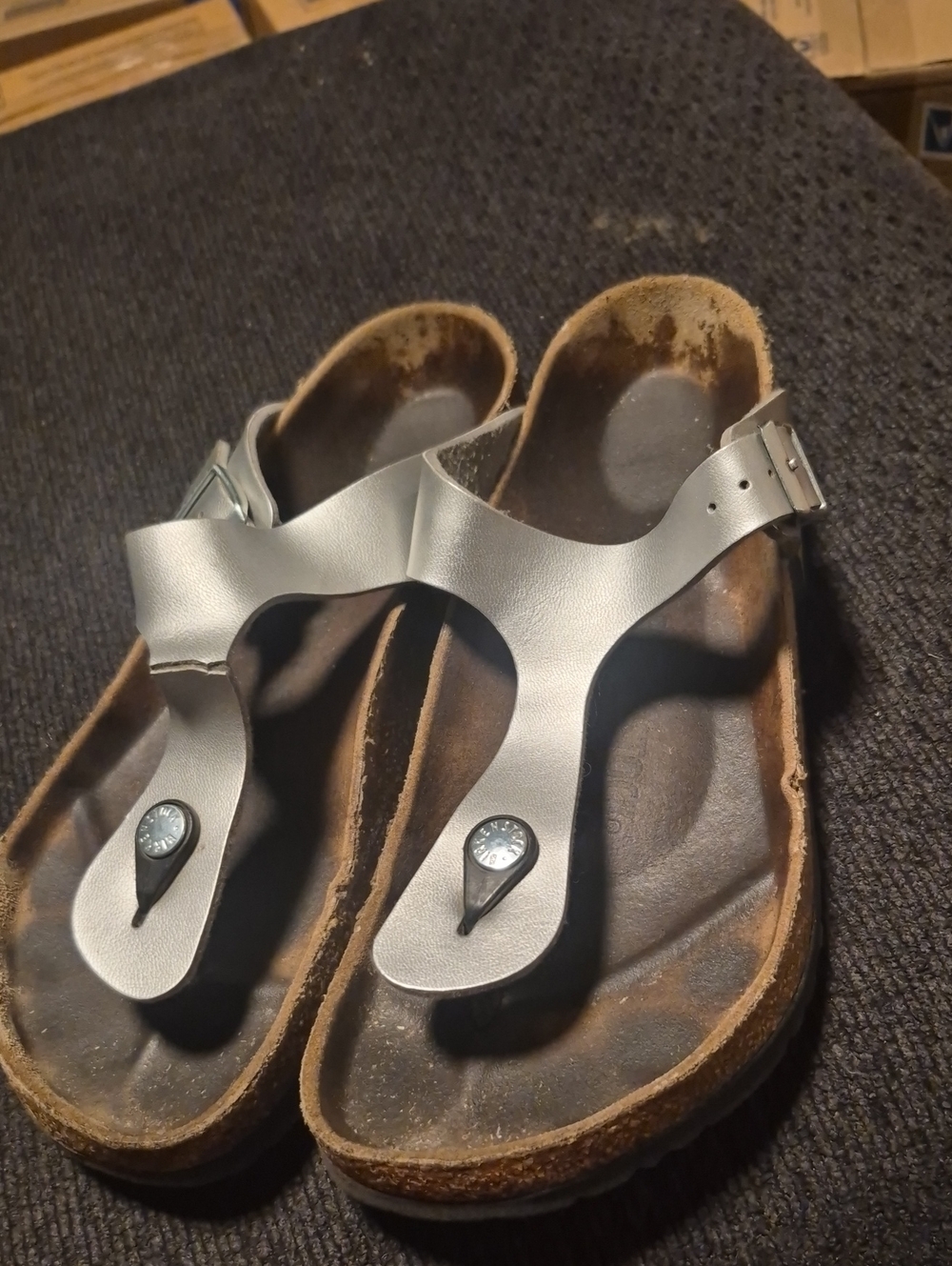 Kids Silver T-Strap Sandals